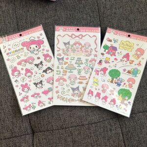 NWT Three Sets of Sanrio My Melody Big Scrapbook Cutting Deco Stickers